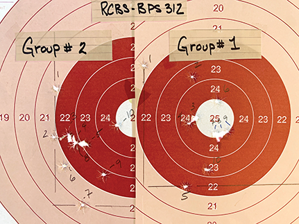 Notice the nice core groups with a few flyers. This bullet deserves additional work.